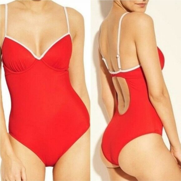 Red and White Sexy Swimsuit by Shade & Shore - Picture 1 of 2